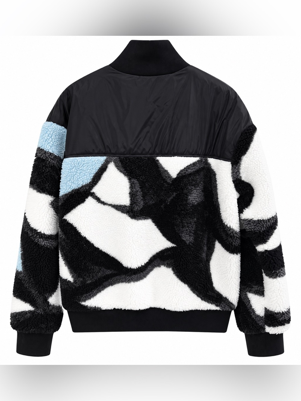 Louis Vuitton Black, White & Light Blue Kids' Shearling Logo Bomber - Picture 2 of 6